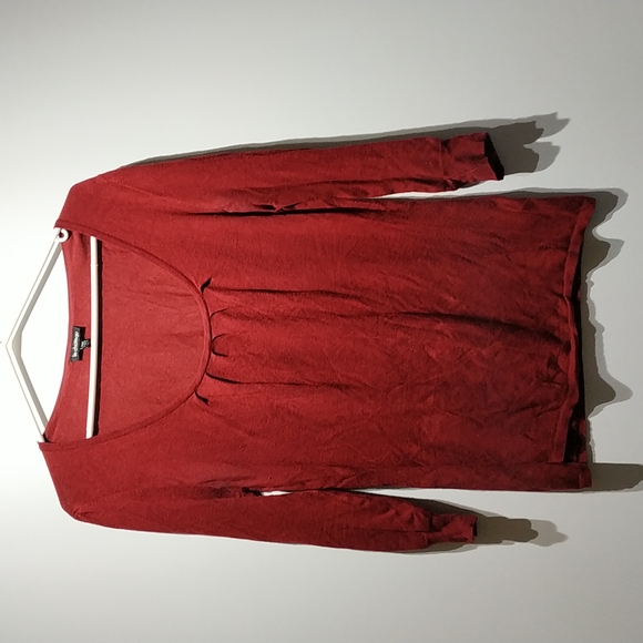 Le Chateau Dark Red round neck quarter sleeve Top size M - Picture 1 of 5
